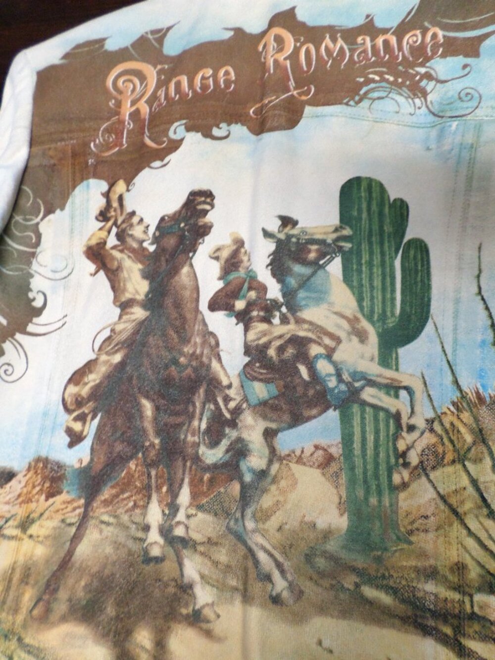 DOUBLE D RANCH Suede Leather Jacket--Range Romance - Vintage Western Print - Picture 4 of 8